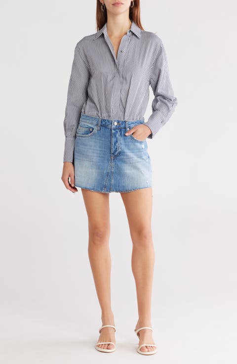 Eastyn Long Sleeve Mixed Media Minidress