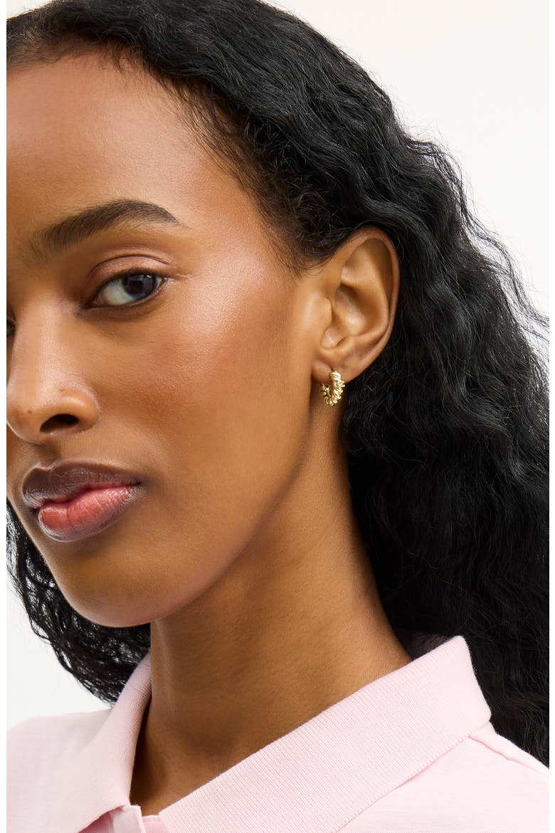 Twisted C Huggie Hoop Earrings, Alternate, color, SHINY GOLD