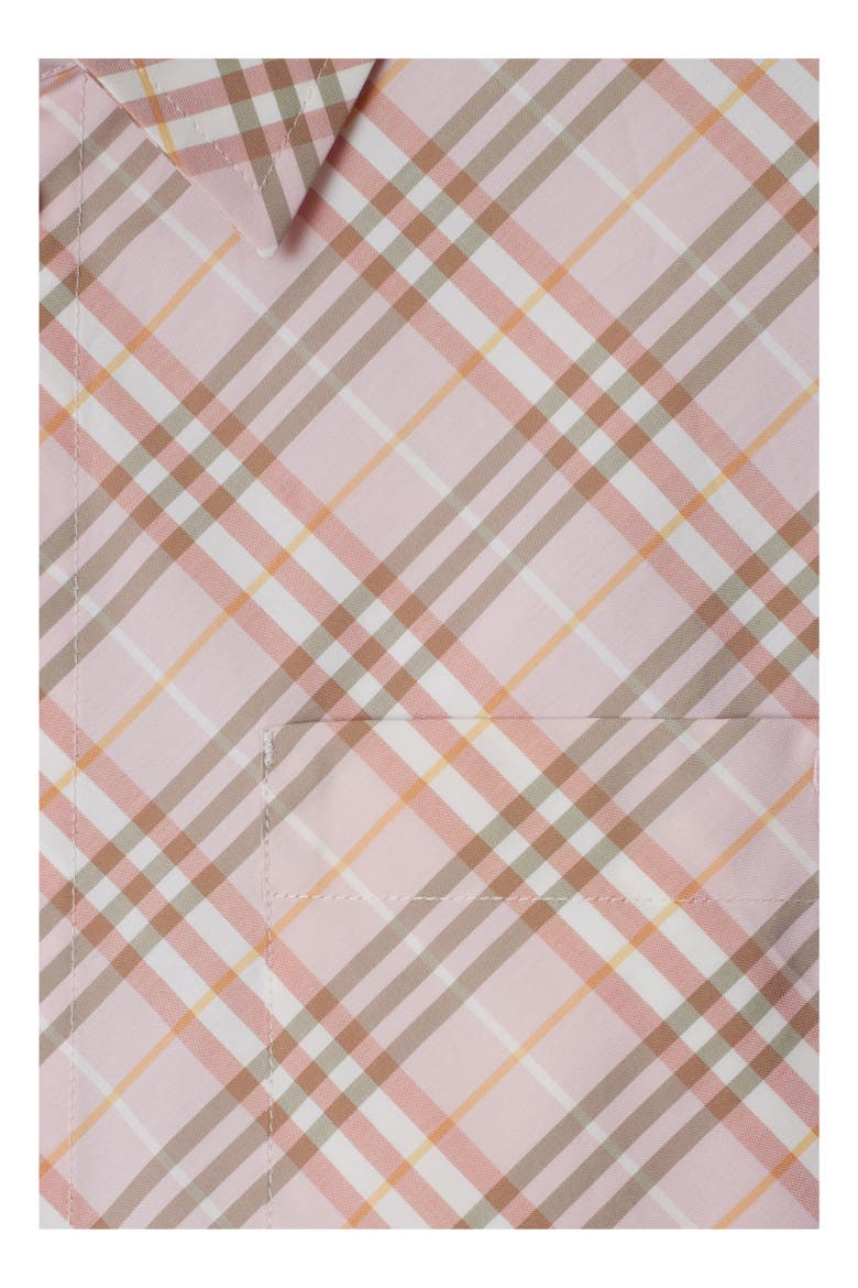 Cropped Check Cotton Shirt, Alternate, color, Floss pink