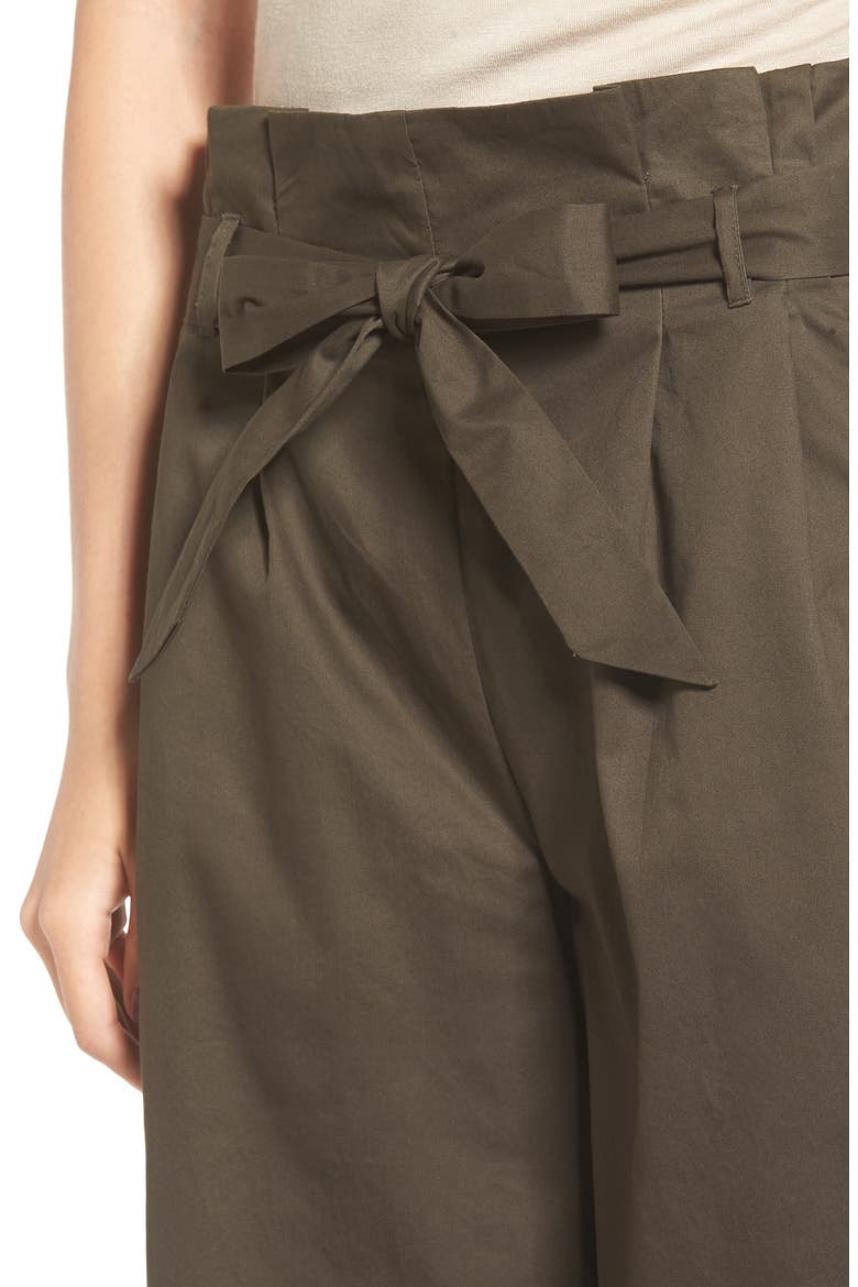 Paperbag Waist Wide Leg Pants, Alternate, color, BRINED OLIVE