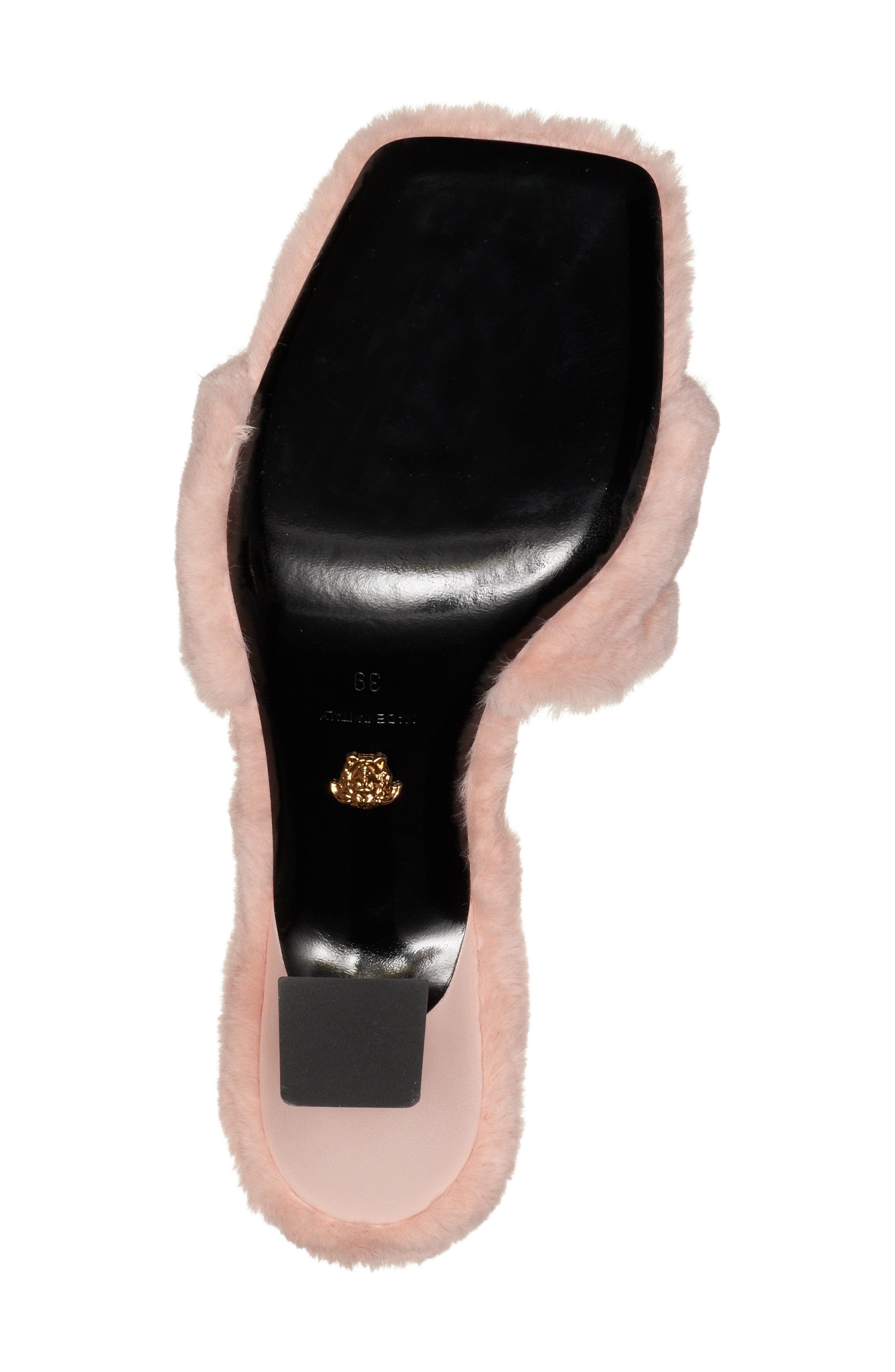 Versace La Medusa Faux Fur Slide Sandal, Alternate, color, 