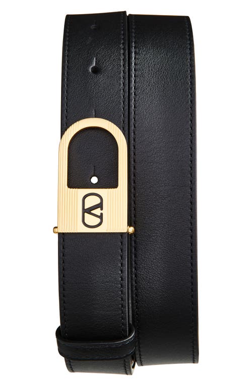 Valentino Garavani Mini Vlogo Signature Leather Belt In Black