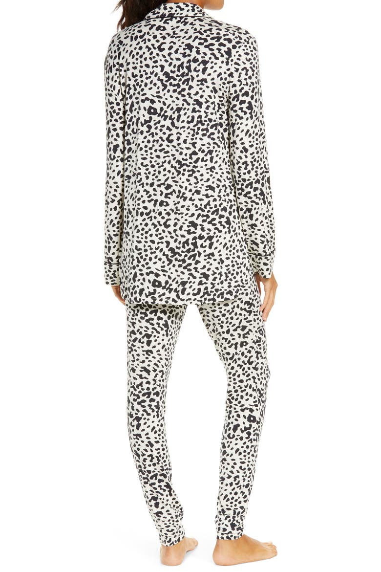 Long Sleeve Print Pajamas, Alternate, color, IVORY DOVE LEOPARD
