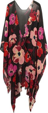 Kate Spade New York fall poppies silk ruana