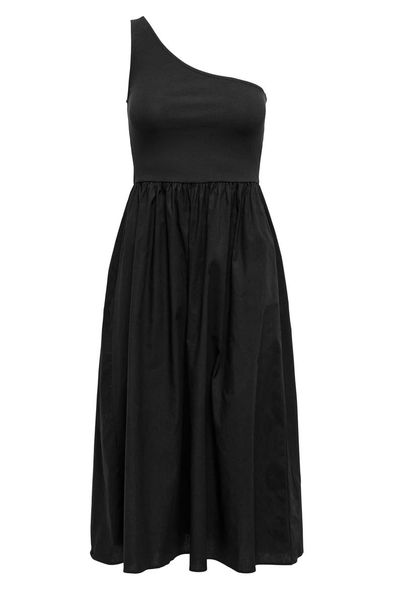 Iris life One-Shoulder Midi Dress, Alternate, color, BLACK