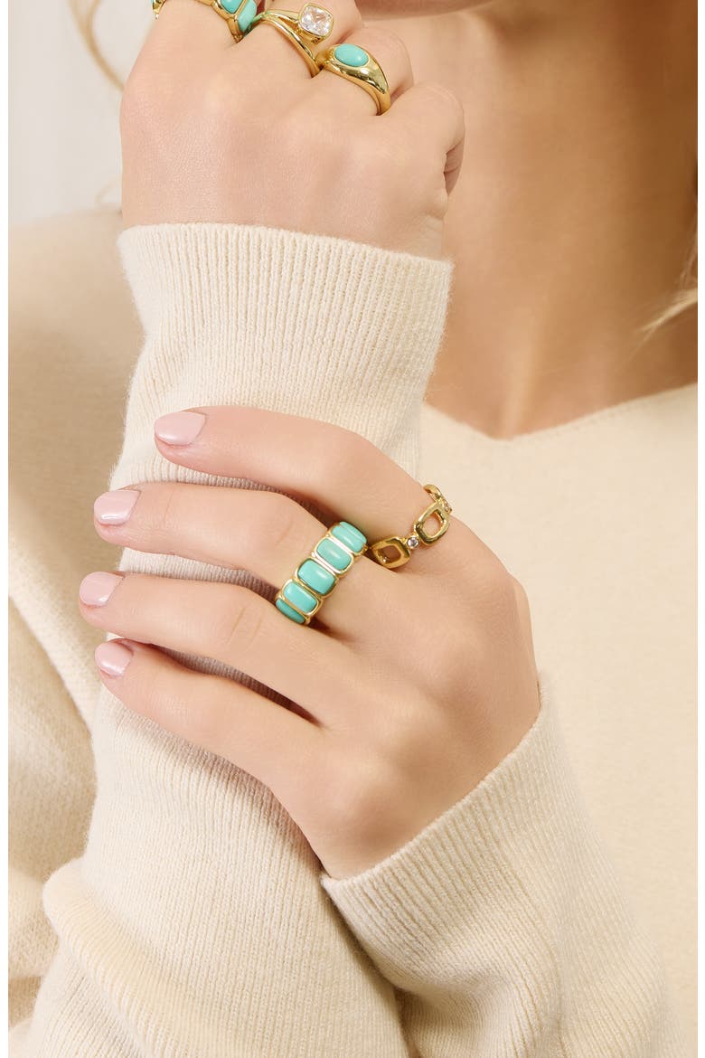 Modern Muse Square Tile CZ Ring, Alternate, color, GOLD