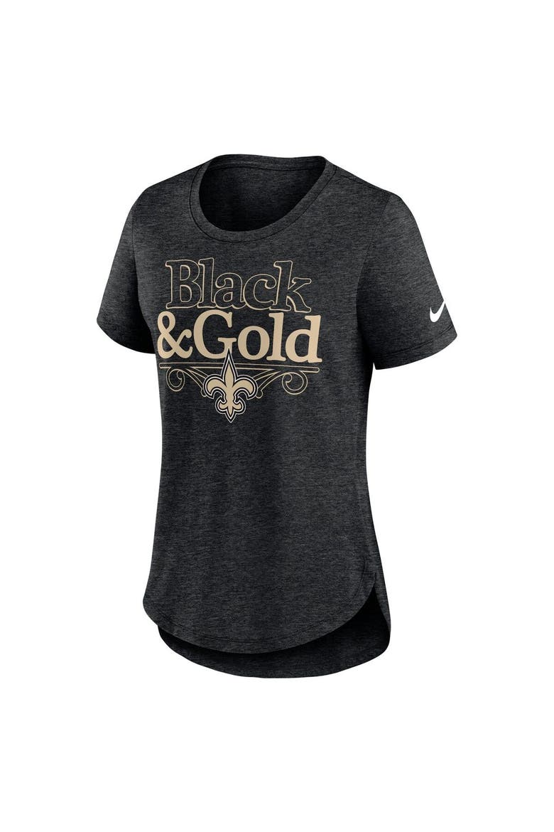 Women's Nike Heather Black New Orleans Saints Local Fashion Tri-Blend T-Shirt, Alternate, color, Heather Black