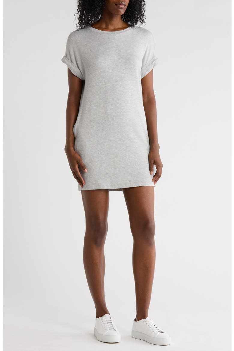 Roll Sleeve Minidress, Main, color, HEATHER GREY