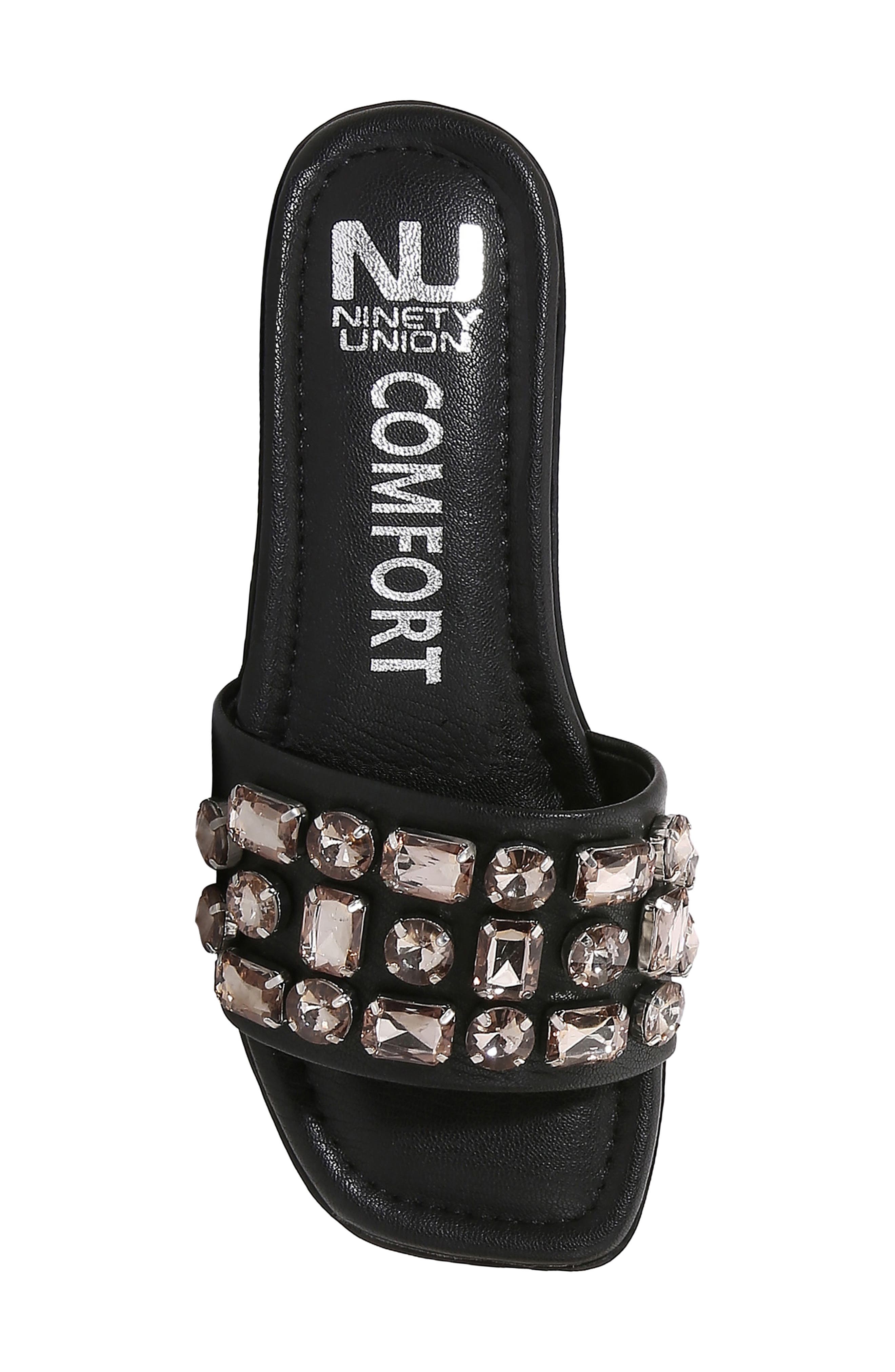 Seasidenr Crystal Embellished Wedge Slide Sandal, Alternate, color, BLACK