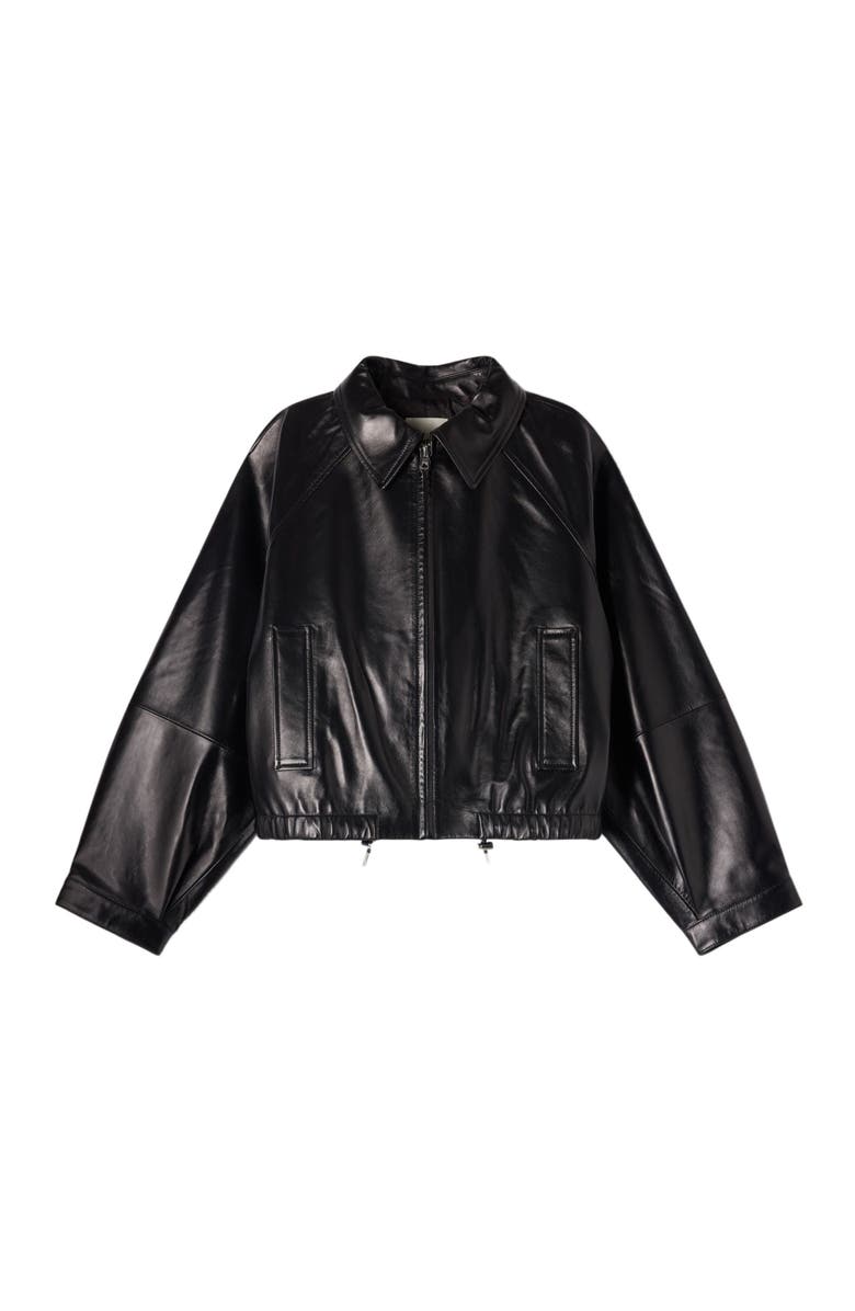 SANDRO Lamb leather jacket, Alternate, color, Black