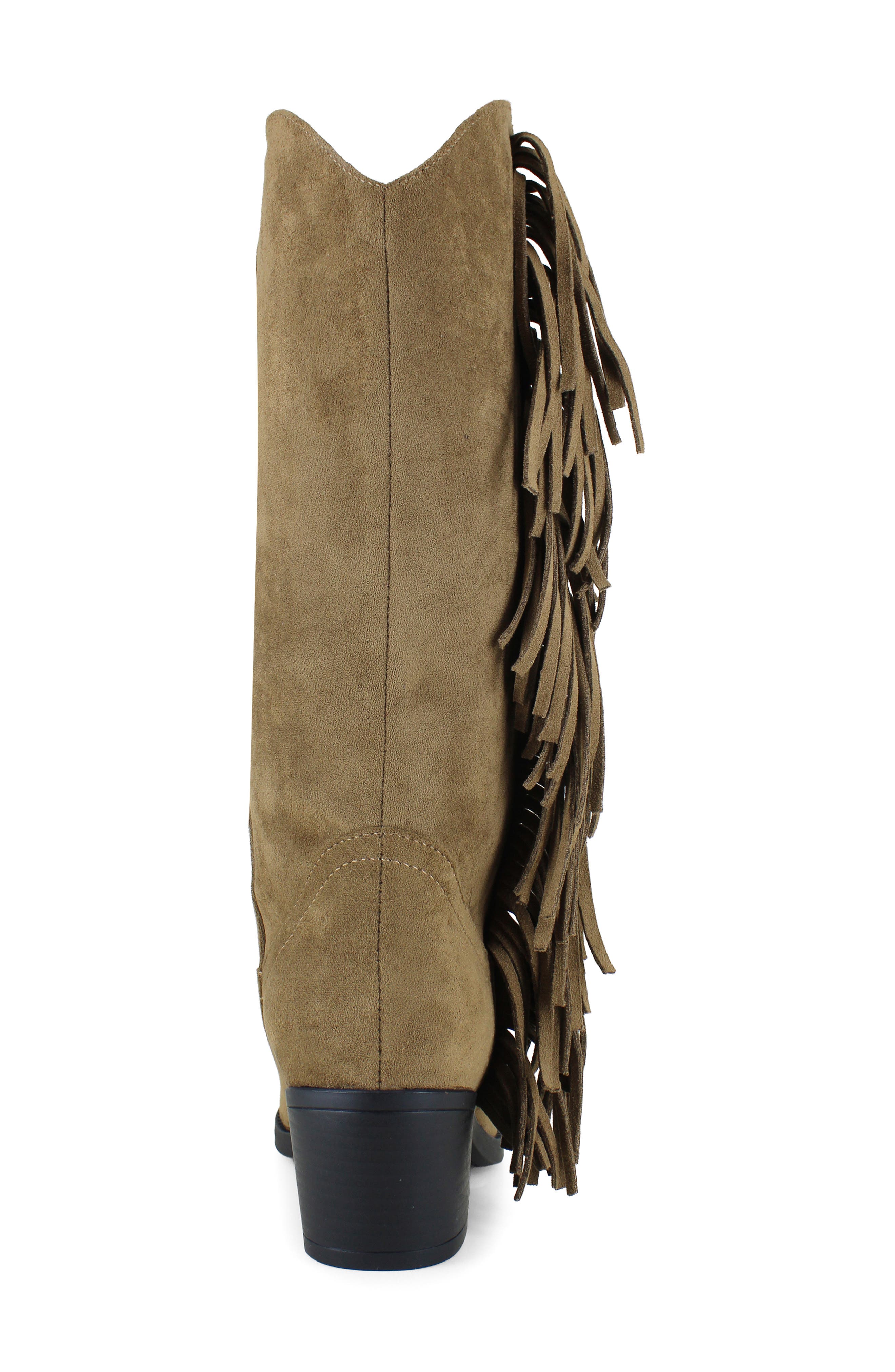UNIONBAY Darcy Fringe Western Boot, Alternate, color, Dark Tan
