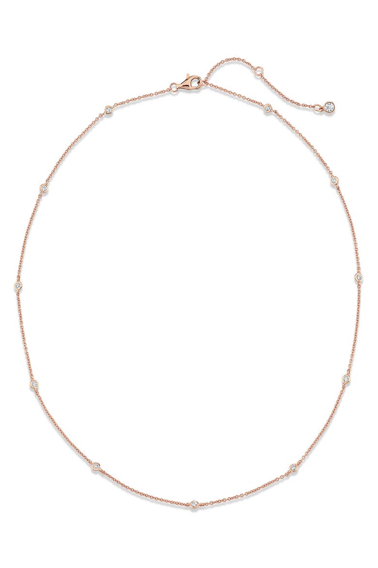 Cubic Zirconia Bezel Necklace, Alternate, color, 18KT ROSE GOLD/ CLEAR STONE