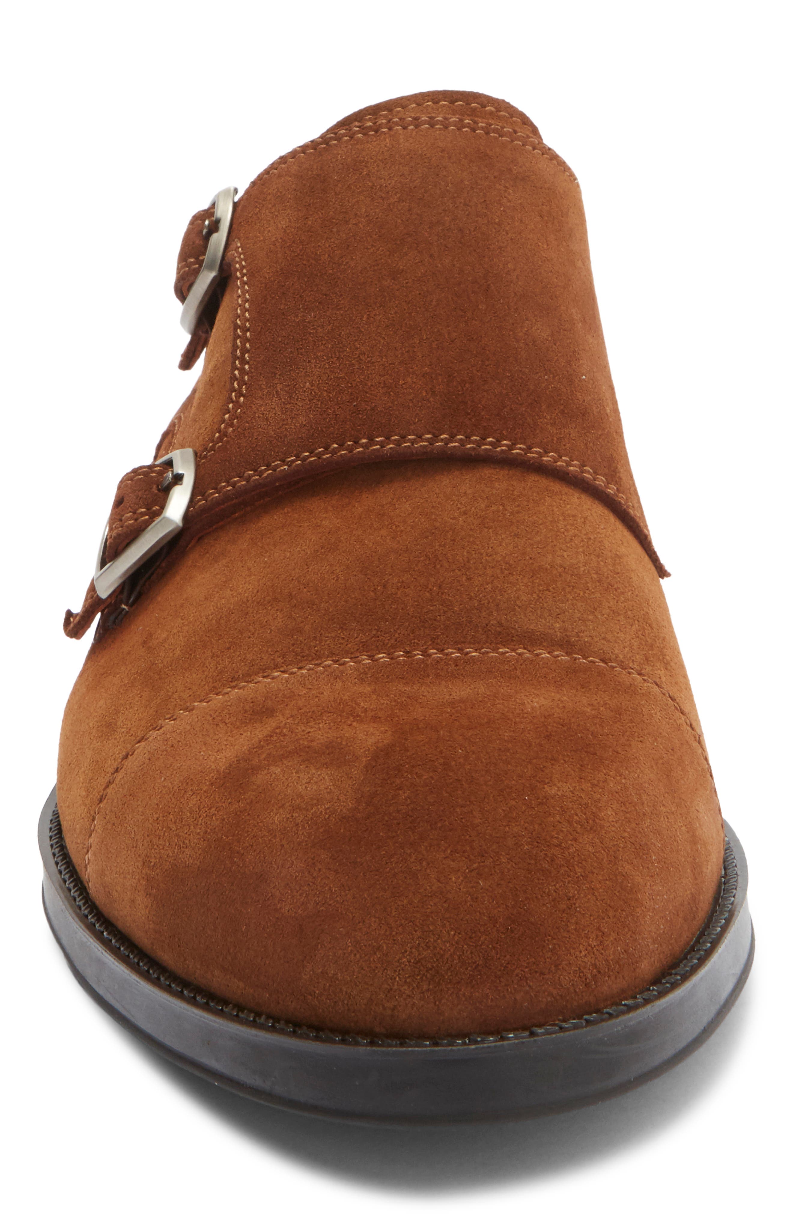 Magnanni Franklyn Monk Strap Shoe, Alternate, color, Cognac Suede