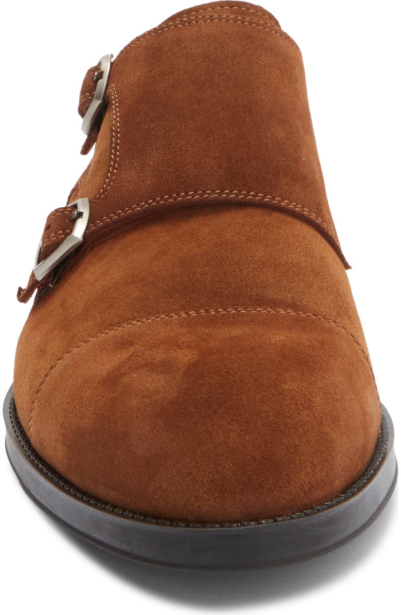 Magnanni Franklyn Monk Strap Shoe, Alternate, color, Cognac Suede