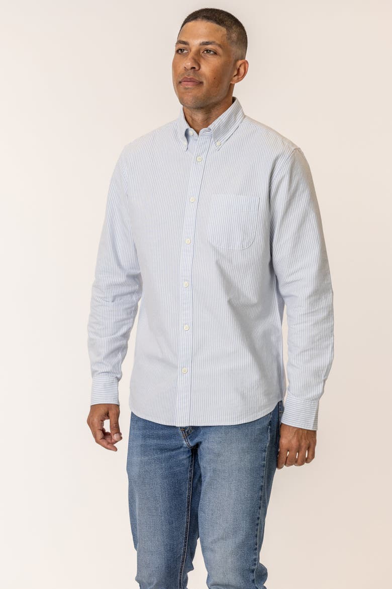 Organic Cotton Oxford Shirt, Alternate, color, Stripe Blue White