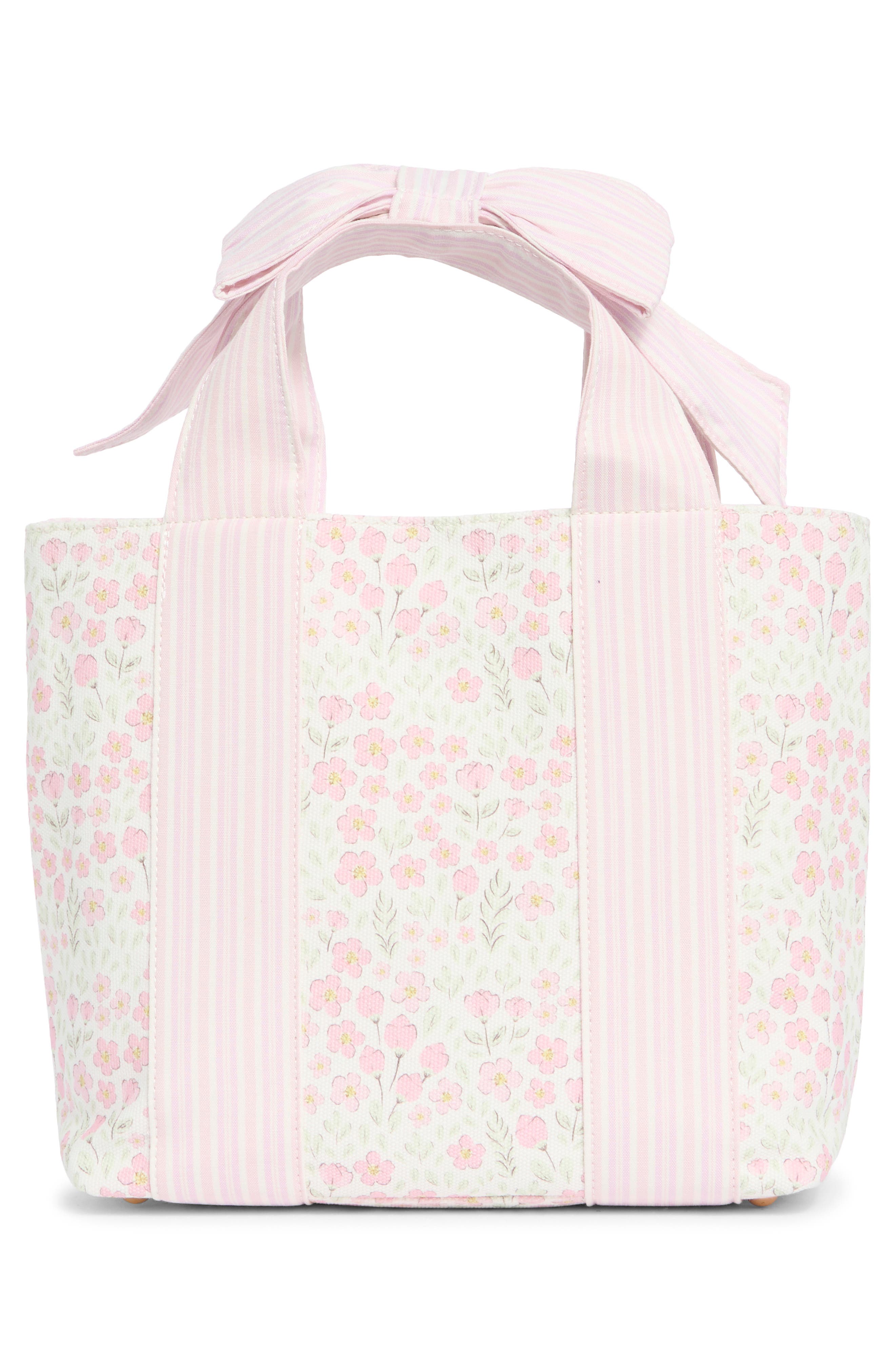 Nanette Lepore Bow Handle Tote, Alternate, color, Pretty Petals-Pink Gingham