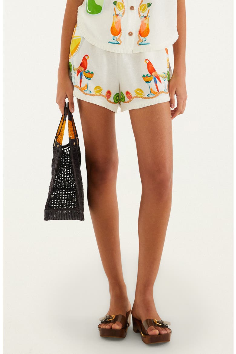 Biricutico Print Pleat Trimmed Shorts, Main, color, BIRICUTICO SCARF OFF WHITE