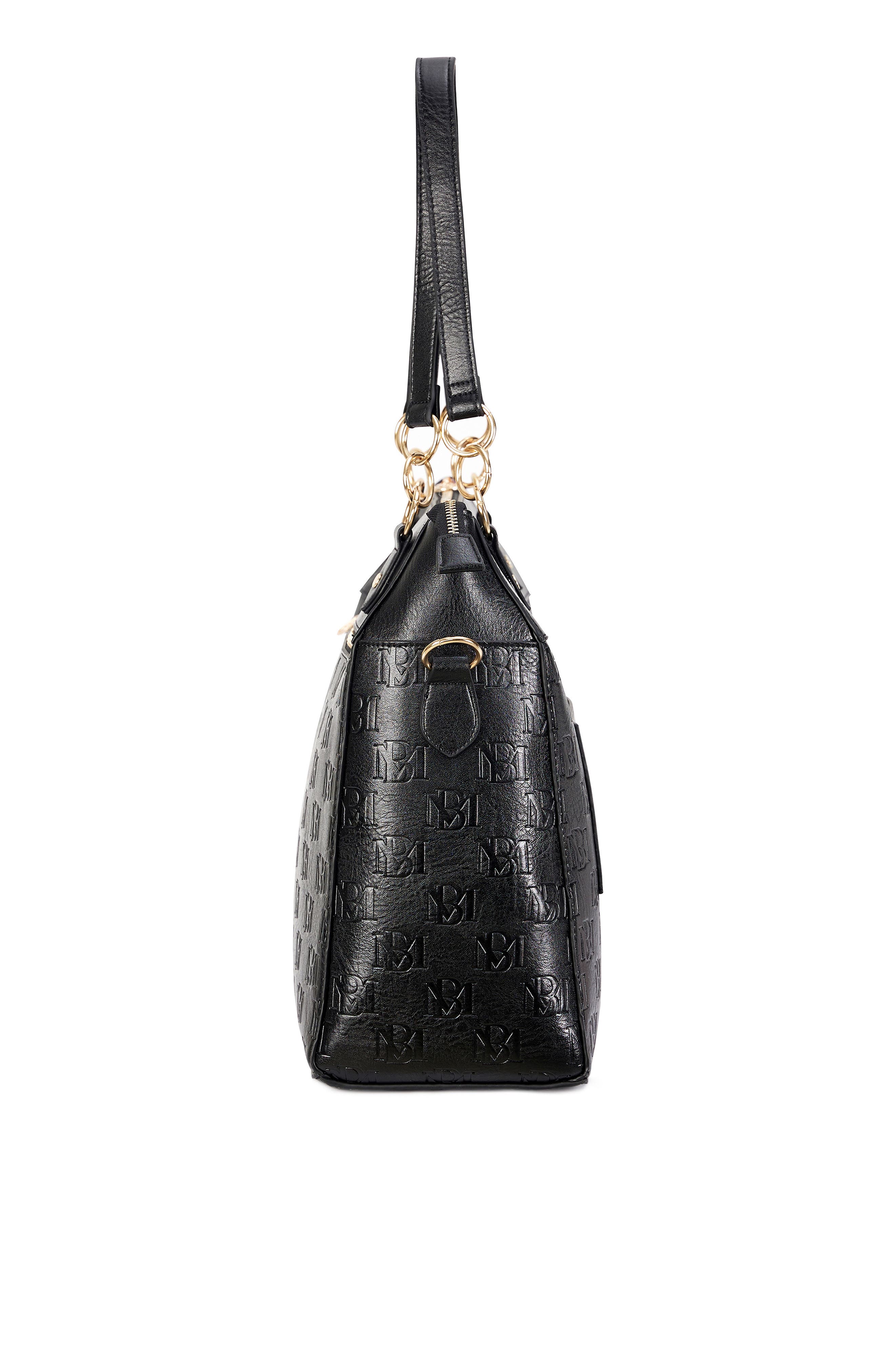 BADGLEY MISCHKA Madalyn Vegan Leather Weekender Duffel Bag, Alternate, color, Black