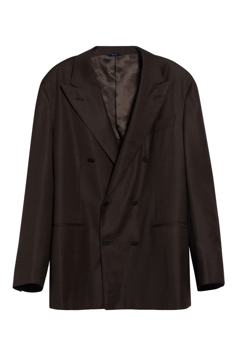 Double Breasted Wool Blazer, Alternate, color, DARK BROWN