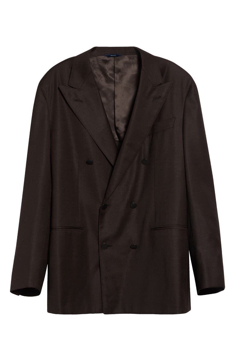 Thom Sweeney Double Breasted Wool Blazer, Main, color, Dark Brown