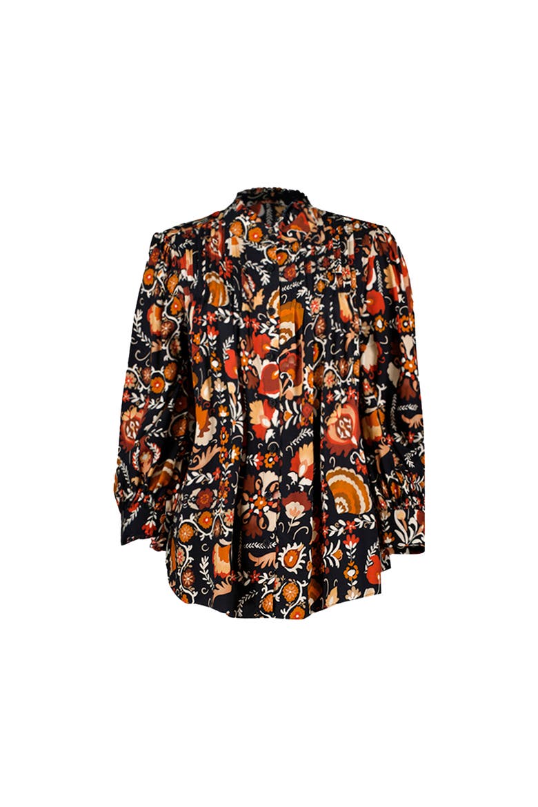 Printed Long Sleeve Shirt, Alternate, color, Multi-Brown
