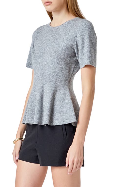 Endless Rose Short Sleeve Peplum Sweater In Gray