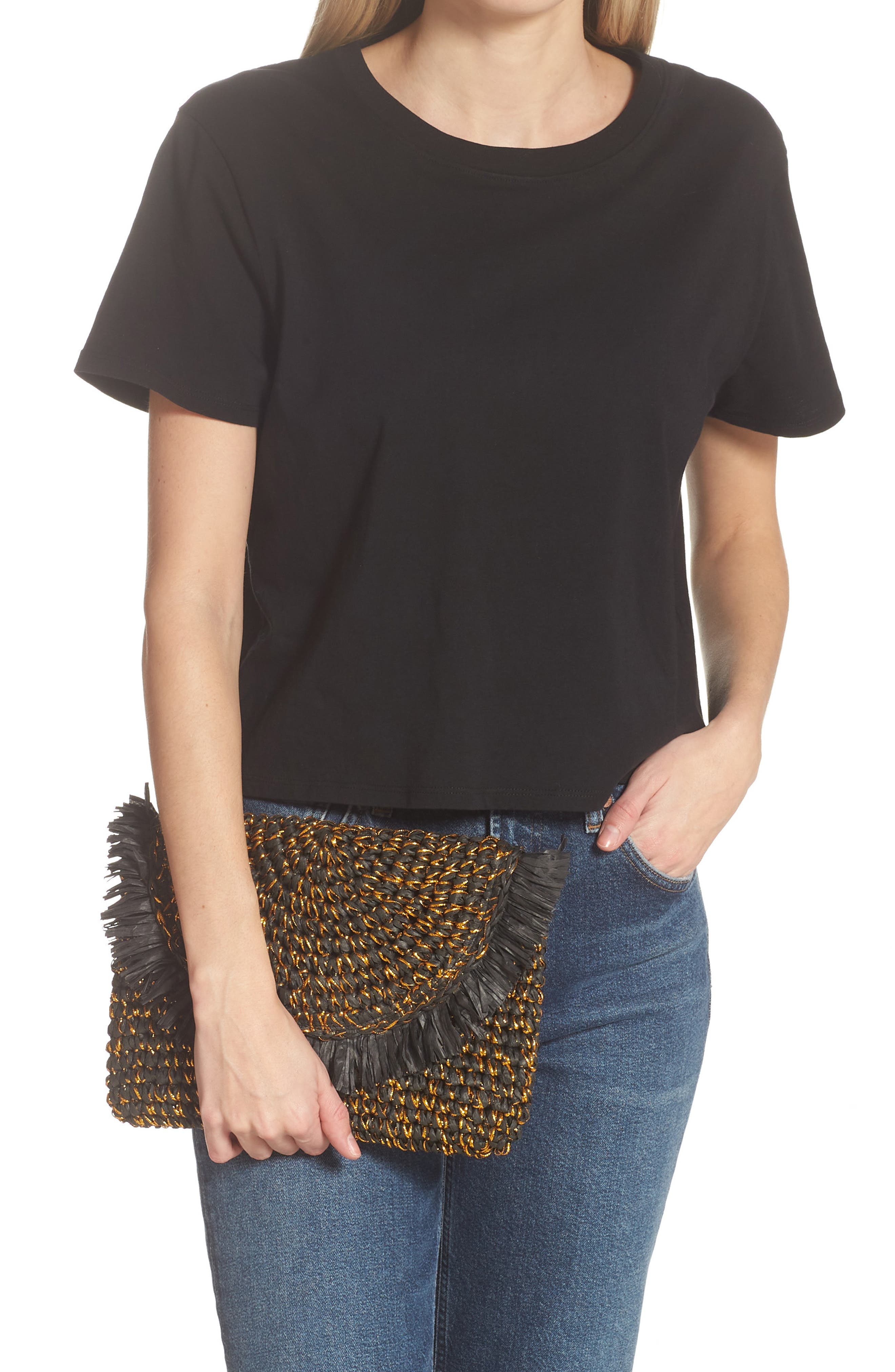 Riley Clutch, Alternate, color, BLACK/ GOLD