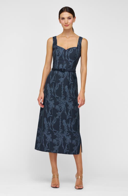 Kay Unger Drew Beaded Embroidery Cocktail Dress In Blue