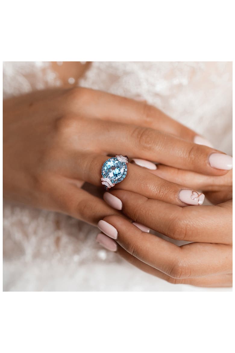 Sterling Silver Blue Topaz & Diamond Ring, Alternate, color, BLUE