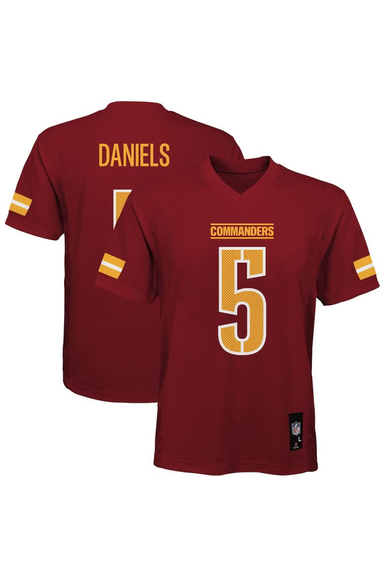 Youth Jayden Daniels Burgundy Washington Commanders Replica Player Jersey, Alternate, color, Burgundy