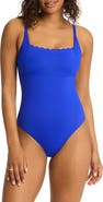 Sea Level Scalloped Square Neck One-Piece Swimsuit
