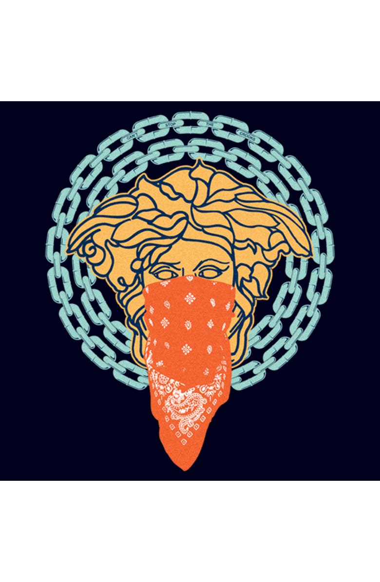 Crooks & Castles Men's Crooks & Castles Medusa Blue Chains  Graphic T-Shirt, Alternate, color, Navy Blue