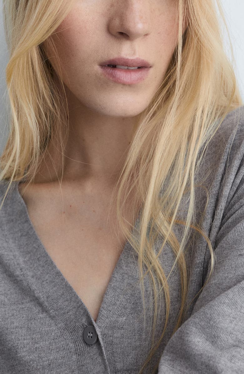 MANGO V-Neck Cardigan, Alternate, color, Light Heather Grey