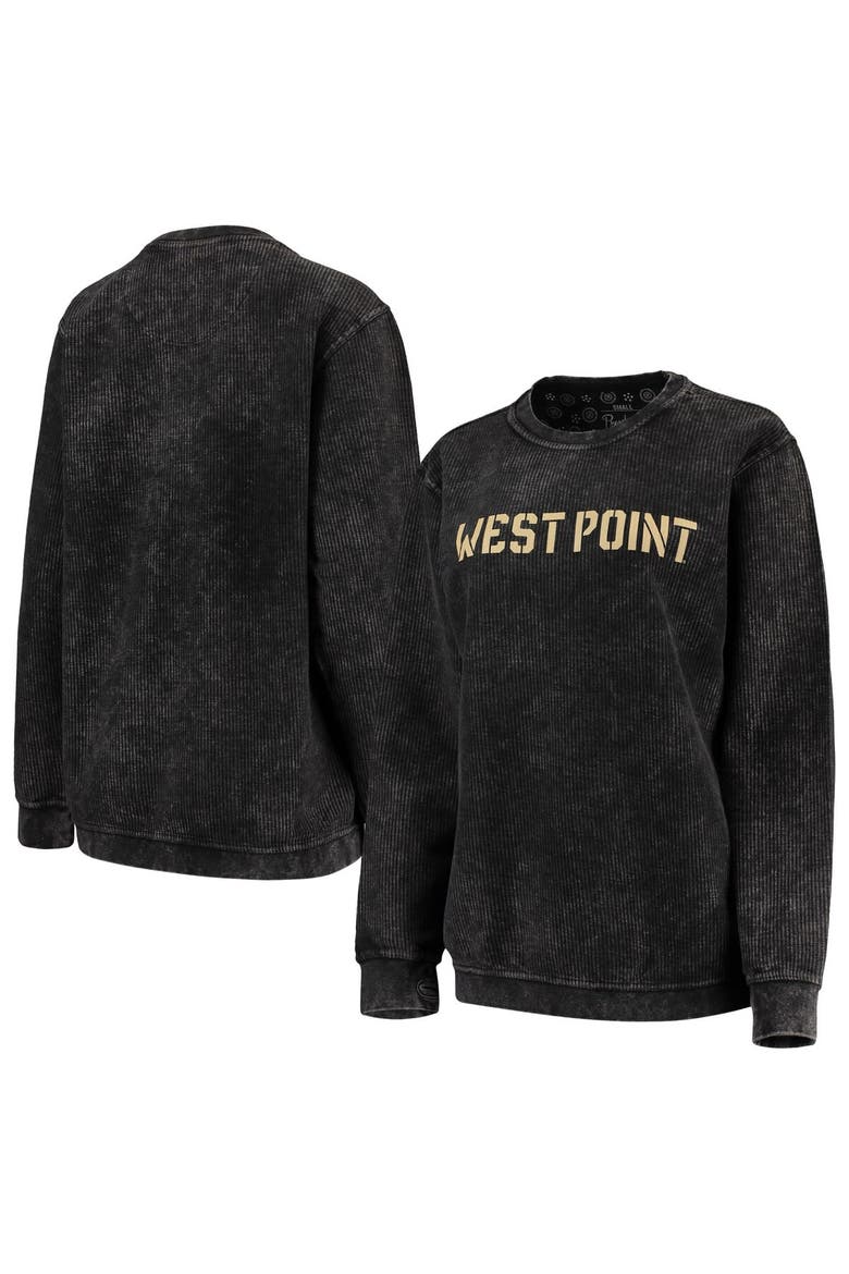 Women's Pressbox Black Army Black Knights Comfy Cord Vintage Wash Basic Arch Pullover Sweatshirt, Main, color, Black