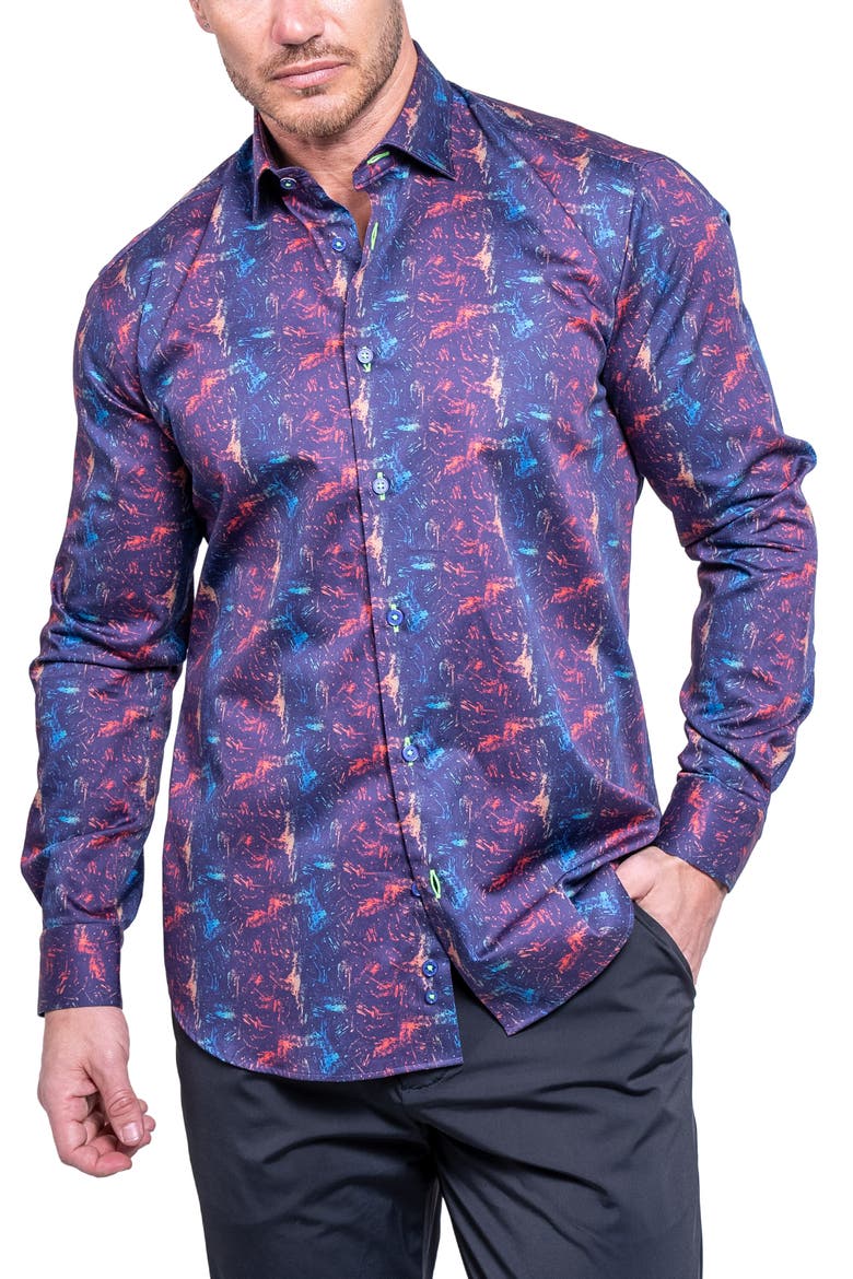Fibonacci Resistance Contemporary Fit Button-Up Shirt, Alternate, color, BLUE