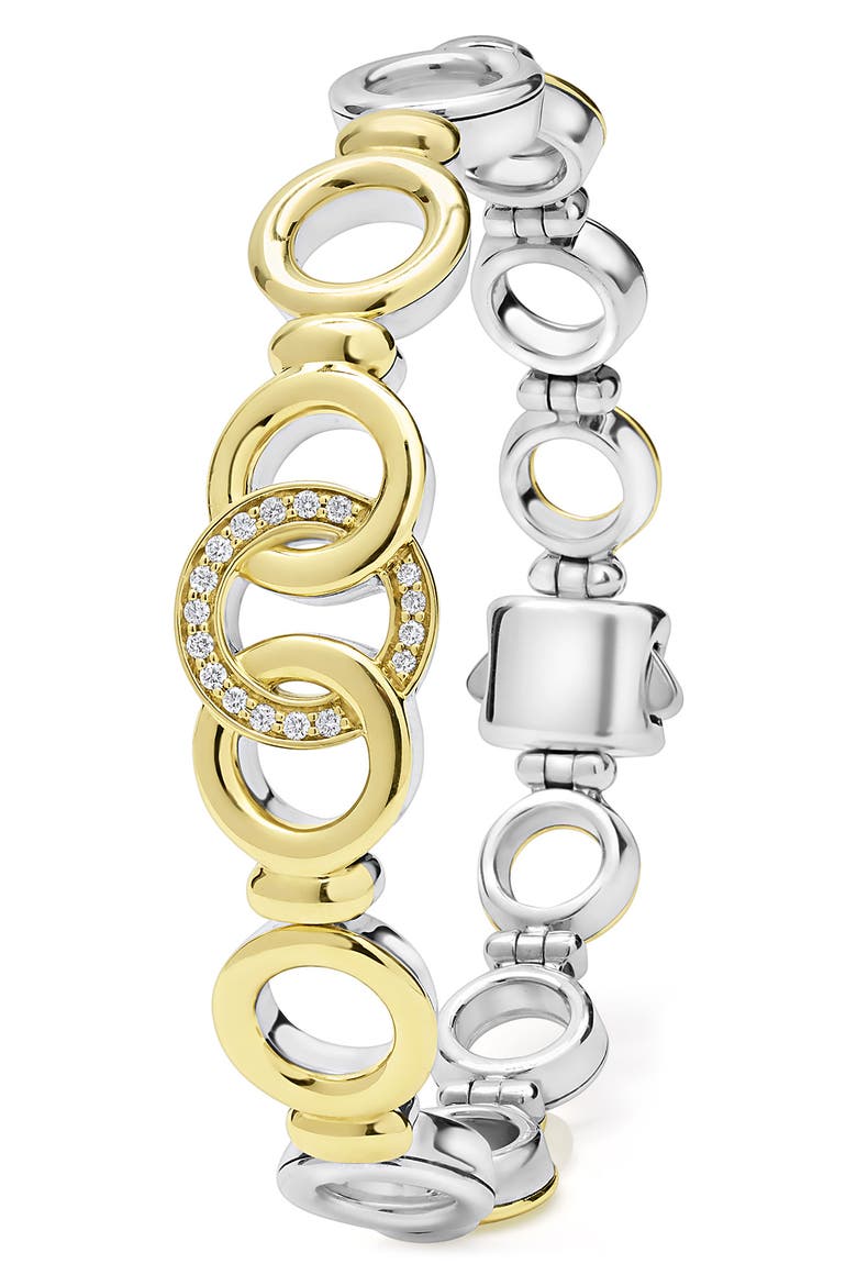 Signature Caviar Interlocking Diamond Link Bracelet, Alternate, color, TWO-TONE