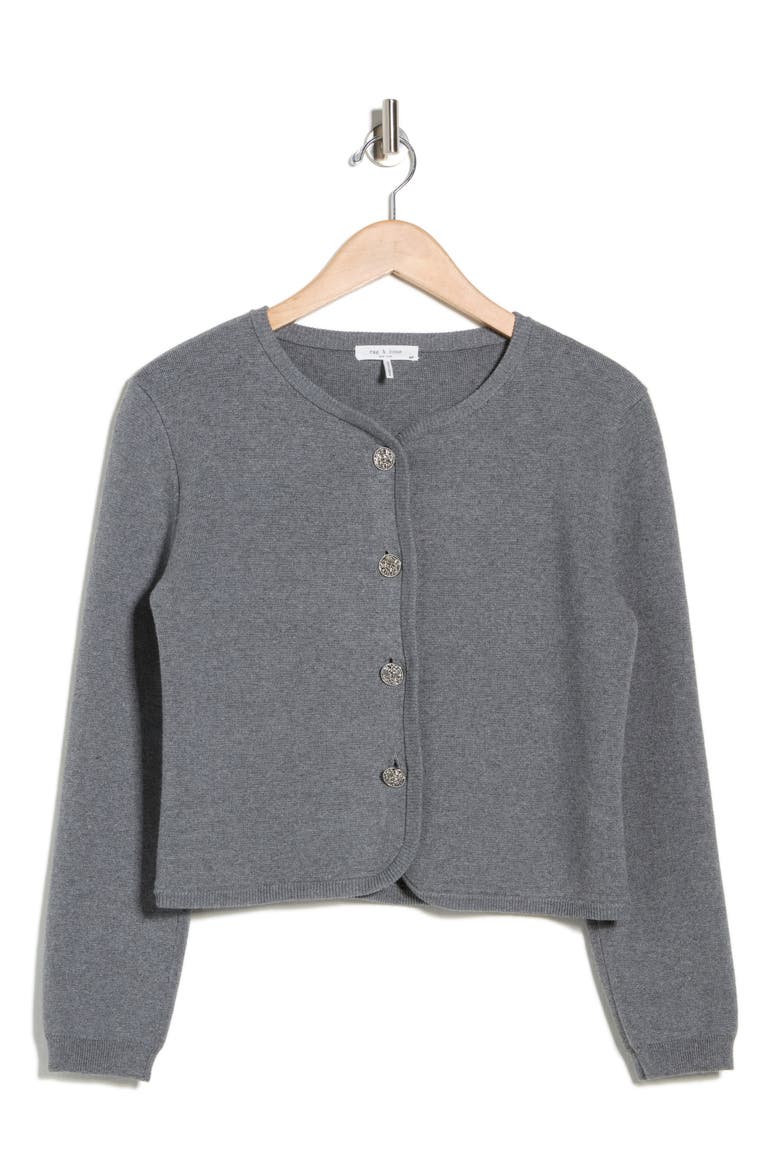 Dee Cotton Blend Crop Cardigan, Alternate, color, HEATHER GREY