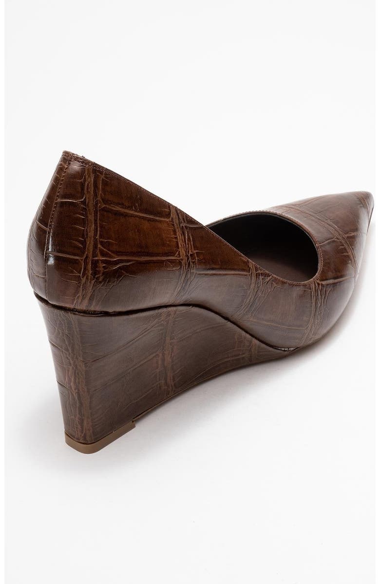 Prologue Shoes Puera Pointed Toe Wedge Pump, Alternate, color, Brown Printed