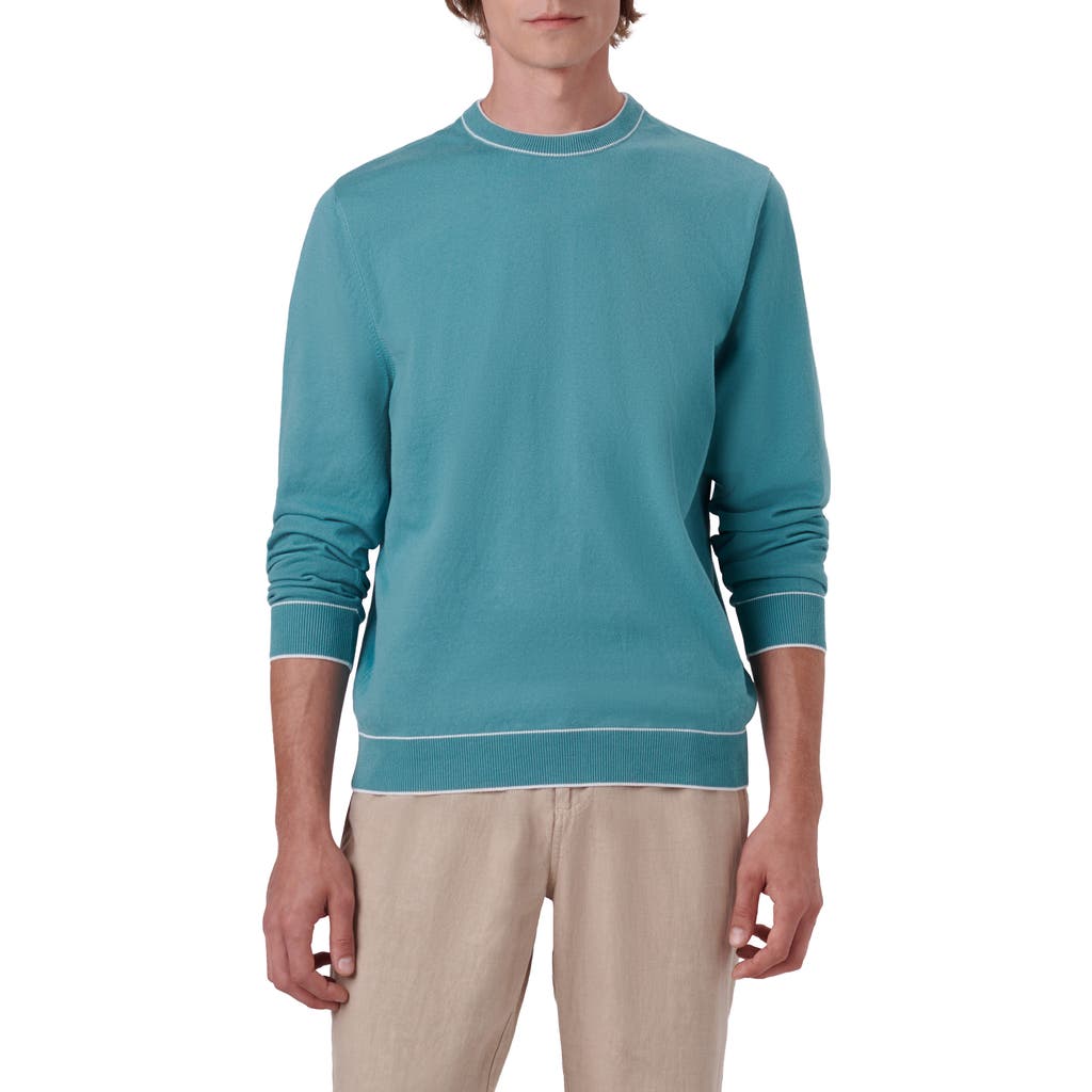 Bugatchi Tipped Cotton Blend Sweater In Blue