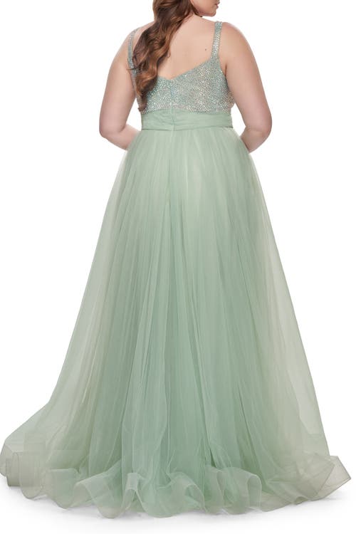 La Femme A-line Plus Size Prom Dress With Rhinestone Bodice