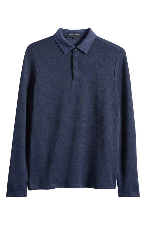 Robert Barakett Gosford Long Sleeve Cotton Blend Polo in Navy 