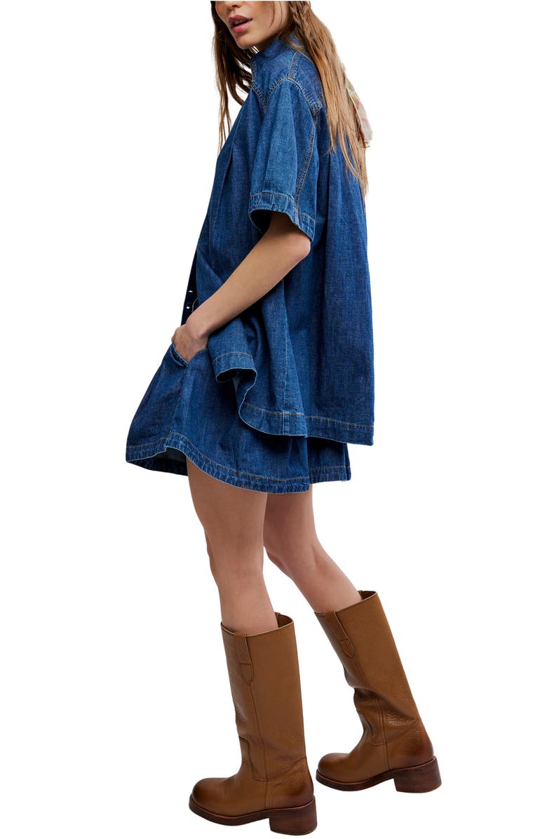 Free People Griselda Denim Shirt & Shorts Set, Alternate, color, Sea Dream Wash