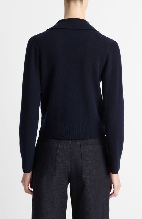 Vince Notch Lapel V-neck Wool Blend Cardigan In Blue