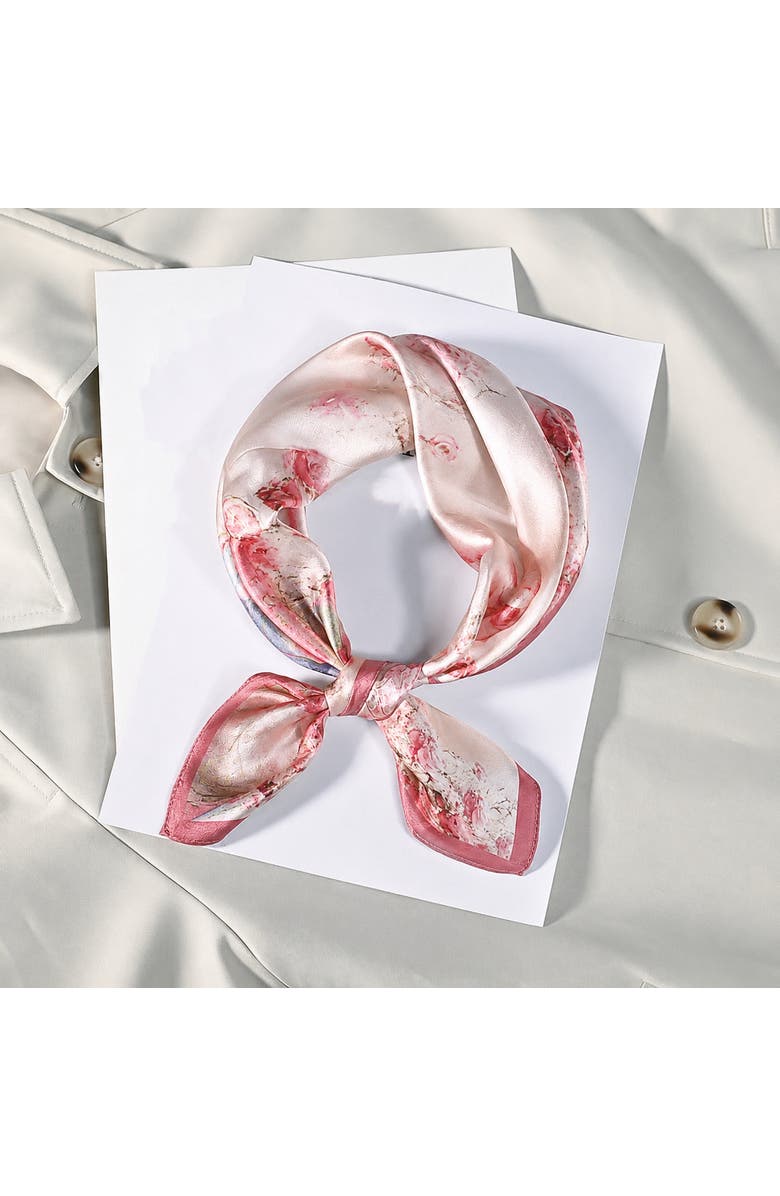 SILKSILKY Pure Silk Delicate Square Scarf, Main, color, Medium Pink