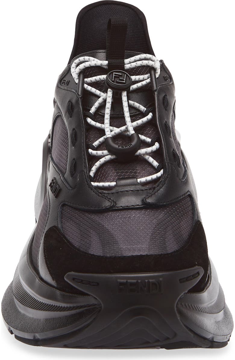 Fendi F-Light Mixed Media Sneaker, Alternate, color, Nero Nero Nero