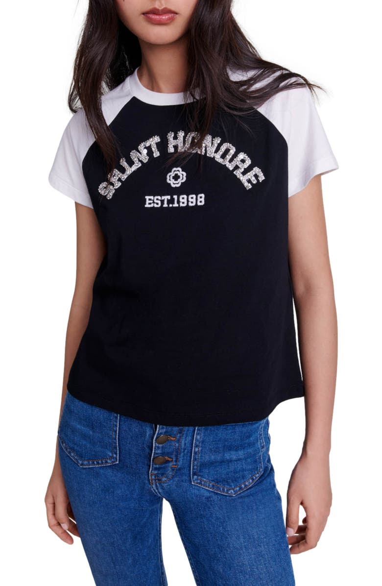 maje Saint-Honoré diamanté T-shirt, Main, color, 