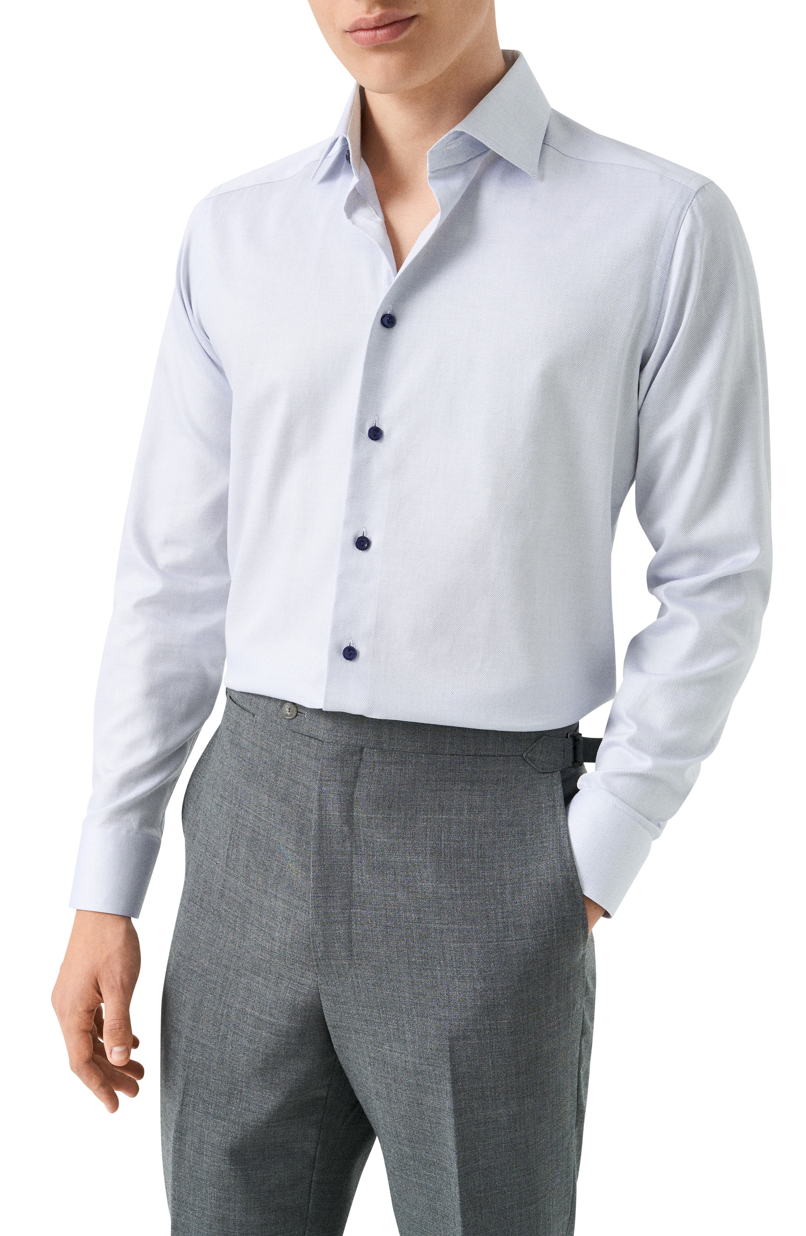 Contemporary Fit Solid Cotton Dress Shirt