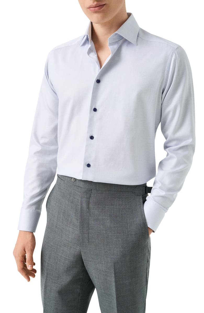 Eton Contemporary Fit Solid Cotton Dress Shirt, Main, color, Dark Purple