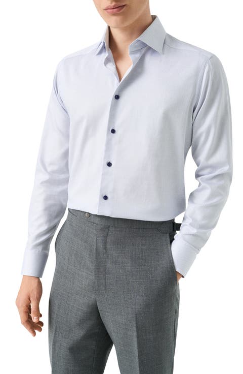 Contemporary Fit Solid Cotton Dress Shirt