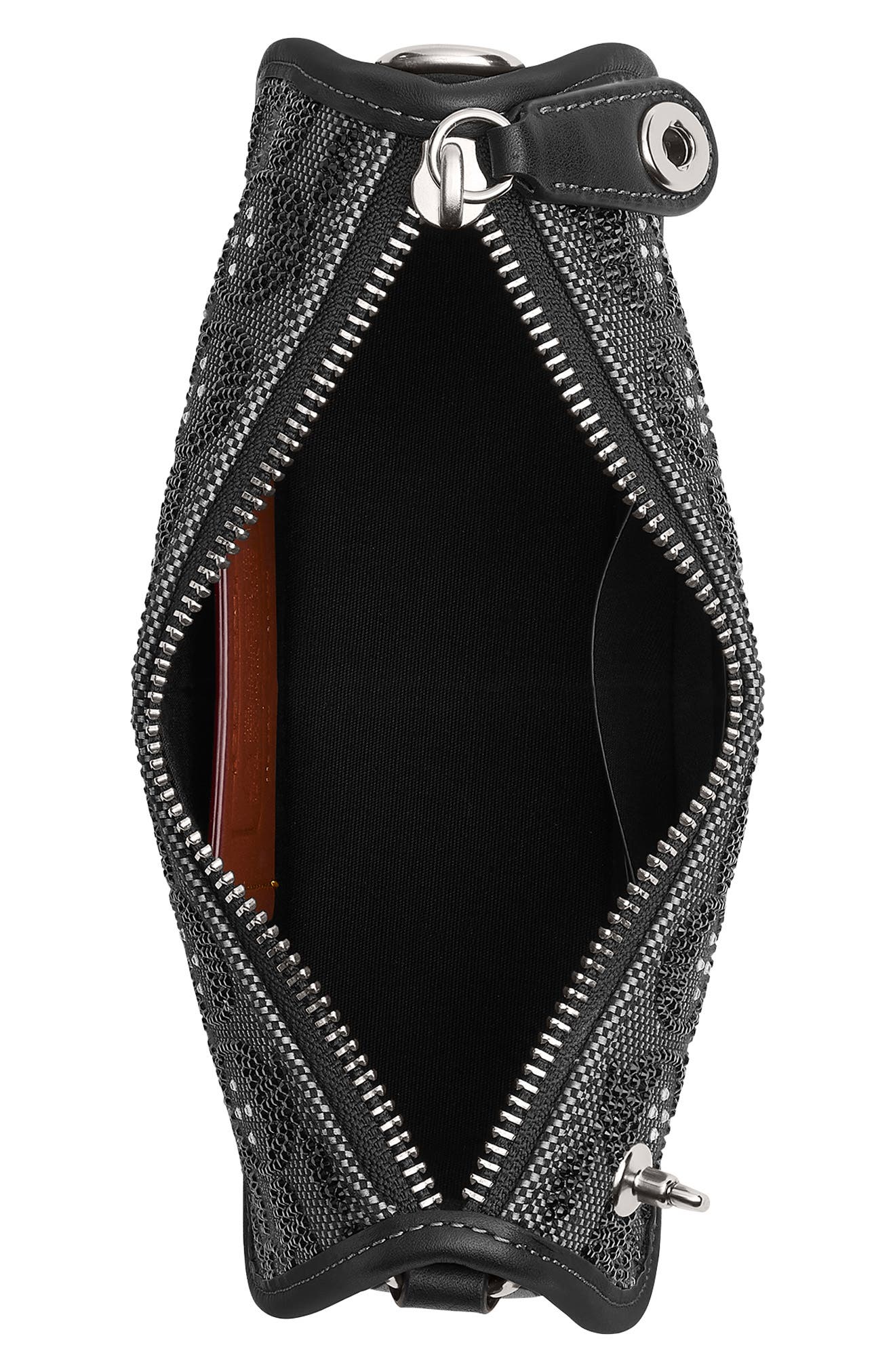 COACH Swinger Crystal Signature Jacquard & Leather Shoulder Bag, Alternate, color, 